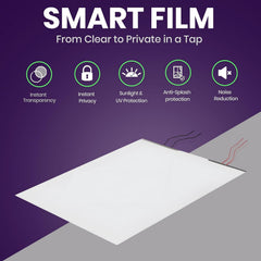 PDLC Smart Film (27.5" x 39.5"), Switchable Adhesive Privacy Glass Film, Smart Film for Window, Door, Sliding Glass, Electric Frosted, Clear to Opaque, for Home, Office, Conference Room, Partition Use