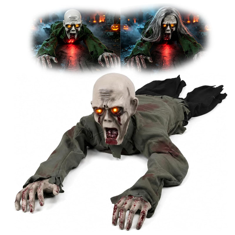 Crawling Zombie Animatronic, Zombie Crawler, Halloween Crawling Zombie