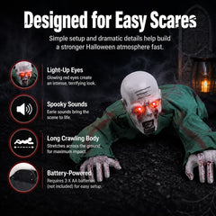 Crawling Zombie Animatronic, Zombie Crawler, Halloween Crawling Zombie