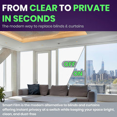 PDLC Smart Film (27.5" x 39.5"), Switchable Adhesive Privacy Glass Film, Smart Film for Window, Door, Sliding Glass, Electric Frosted, Clear to Opaque, for Home, Office, Conference Room, Partition Use