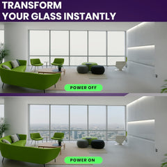 PDLC Smart Film (27.5" x 39.5"), Switchable Adhesive Privacy Glass Film, Smart Film for Window, Door, Sliding Glass, Electric Frosted, Clear to Opaque, for Home, Office, Conference Room, Partition Use