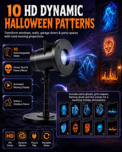 Halloween Projector Hologram, Plug and Play HD Dynamic Projection Patterns