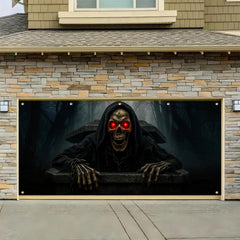 BlissYard Halloween Door Cover 13x6ft Polyester Garage Backdrop