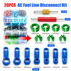 7 Set Car A/C Repair Kit - R134A Valve Core Remover Installer Tool Kit, AC Valve Core & Valve Cap Kit, AC Gasket Seal & O Ring, A/C Fuel Line Disconnect Tool for Air Conditioner System (CLICK ORANGE AMAZON BUTTON FOR VIDEO)