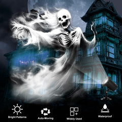 Treela Halloween Projector Light Outdoor Ghost Decorations, White