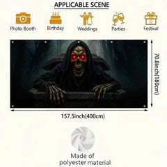 BlissYard Halloween Door Cover 13x6ft Polyester Garage Backdrop