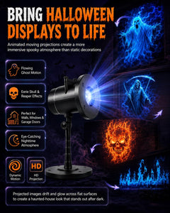Halloween Projector Hologram, Plug and Play HD Dynamic Projection Patterns