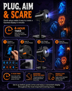Halloween Projector Hologram, Plug and Play HD Dynamic Projection Patterns