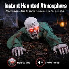 Crawling Zombie Animatronic, Zombie Crawler, Halloween Crawling Zombie