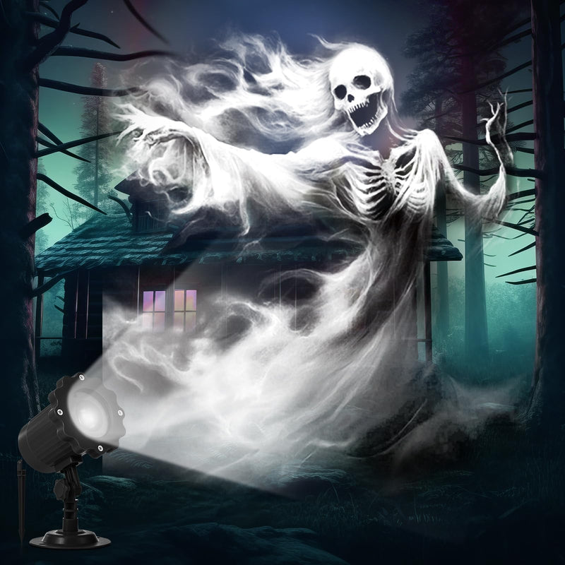 Treela Halloween Projector Light Outdoor Ghost Decorations, White