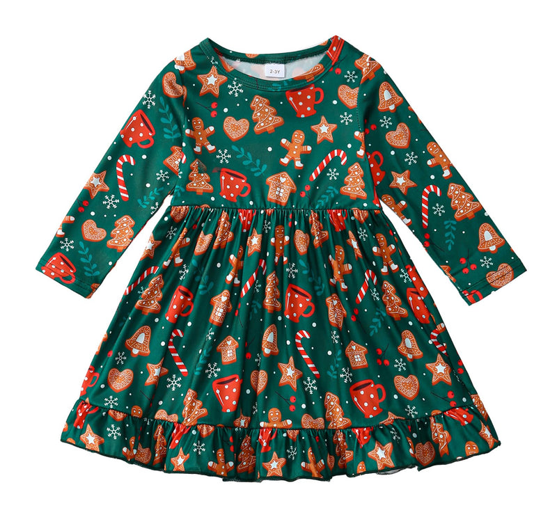 Robe de petite fille pour Halloween/Thanksgiving, robe à manches longues motif citrouille, tenue d'automne 2-9 ans