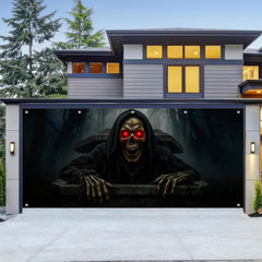 BlissYard Halloween Door Cover 13x6ft Polyester Garage Backdrop