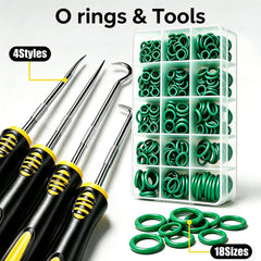 7 Set Car A/C Repair Kit - R134A Valve Core Remover Installer Tool Kit, AC Valve Core & Valve Cap Kit, AC Gasket Seal & O Ring, A/C Fuel Line Disconnect Tool for Air Conditioner System (CLICK ORANGE AMAZON BUTTON FOR VIDEO)