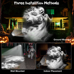 Treela Halloween Projector Light Outdoor Ghost Decorations, White