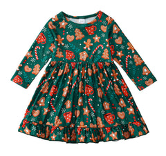 Halloween/Thanksgiving Little Girl Dress Pumpkin Long Sleeve Dresses Fall Outfits 2-9T